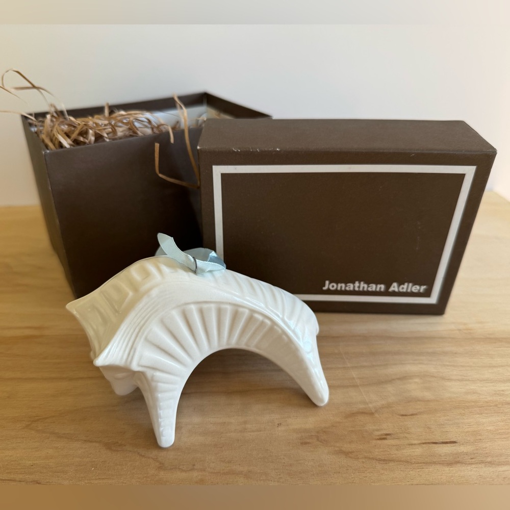Jonathan Adler White Porcelain Bull Ornament